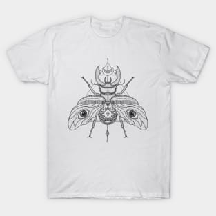 Black and White Beetle Illustration T-Shirt